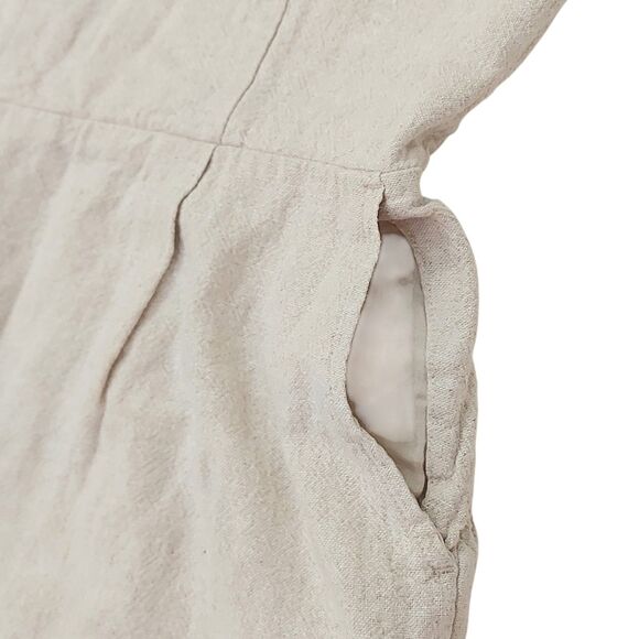 Old Navy Jumpsuit Womens Medium Beige Fit & Flare Linen Blend Beach Coastal - Picture 4 of 12